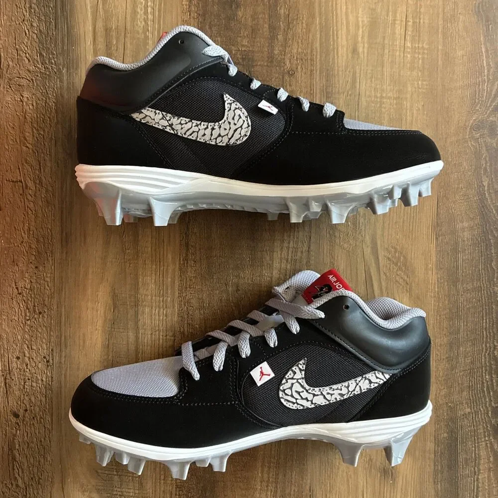 Nike Air Jordan Stadium 90 Low TD Men Size 9.5 Black Cement Football Cleats